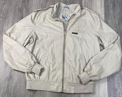 Vintage Members Only Jacket Rainbow Tag Europe Craft Khaki Tan Full Zip Size 44L • $20.50