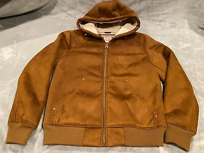 Levi's Mens Hooded Lined Sherpa Lined Midweight Faux Shearling Coat Sz Small Men • $99.99