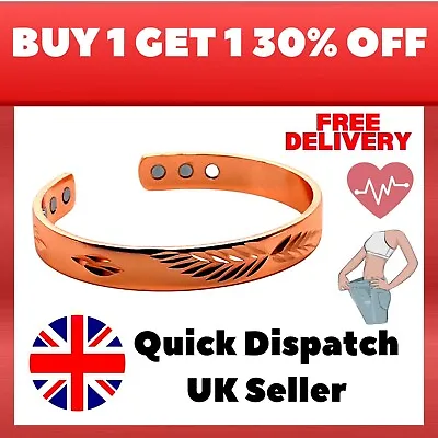 £5.19 • Buy Ladies Pure 100% Copper Plated Magnetic Healing Bangle Bracelet Pain Relief Uk