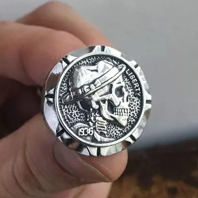 Stainless Steel Mexican Indian Hobo Nickel Skull Ring For The Brave Biker New • $15.29