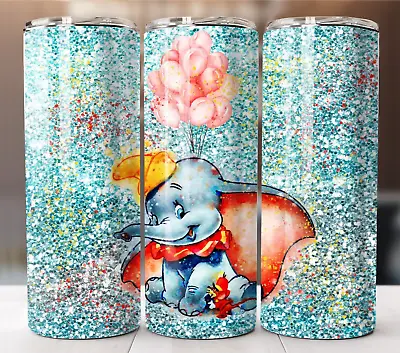 Dumbo Elephant Watercolor 20oz Tumbler Stainless Steel Straw Insulated Cup Mug • $19.95