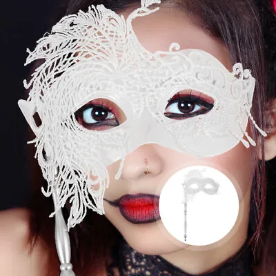 Masquerade Mask Women Stick Fancy Dress Masks Ball Handheld Miss Lovers Peacock • £6.89