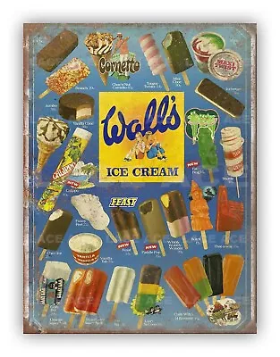 Retro Walls Style Ice Cream Lolly Lollies Metal Garage Sign Garden Bar Kitchen • £4.99