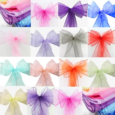 £1.99 • Buy 1 10 50 100 Organza Sashes Chair Cover Sash Large Wider Fuller Bow Wedding Party