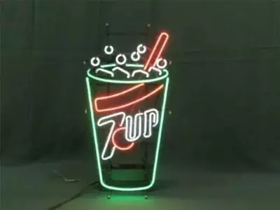 7up Cup Soft Drink 14 X17  Real Neon Sign Light Custom Bar Shop Window Glass • $119.69