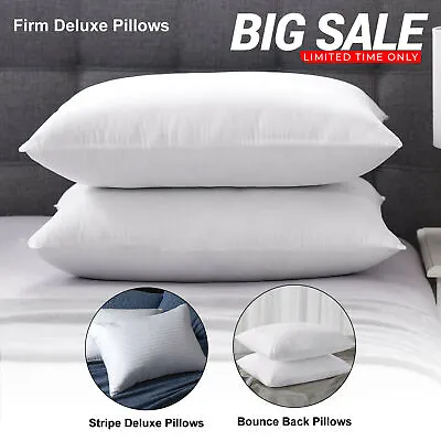Large Soft Pillows Bounce Back Memory Foam Firm Deluxe Striped Pillows Pack Of 2 • £11.27