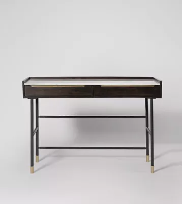 Swoon Battersea Tobacco Stained Mango White Marble & Brass Desk RRP £499 • £348.99