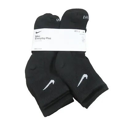 Nike Everyday Plus Cushioned Ankle Socks 6 Pack Mens Size 8-12 Black Dri-Fit NEW • $26.99