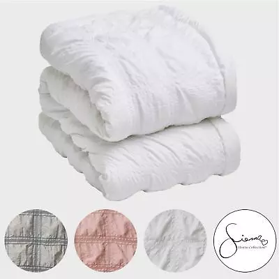 £16.99 • Buy Sienna Quilted Seersucker Bedspread Throw Over Bed Sofa Blanket Runner Comforter