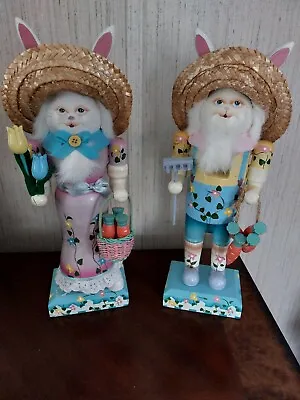 Easter  Rabbit Nutcrackers Bunny Easter Boy & Girl Basket Carrots • $245