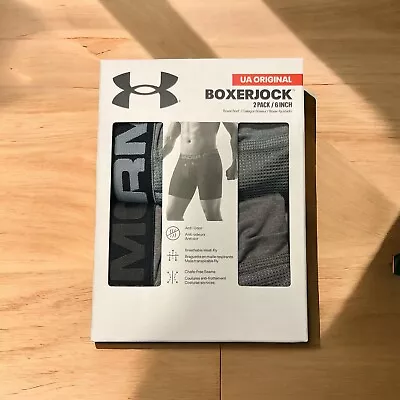 Under Armour Mens UA Original LG 6  BoxerJock Boxer Brief Black 2-Pack)  NEW • $29.99