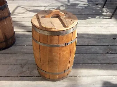 Vintage Nail Keg Wood Barrel With Lid   19  Tall • $125