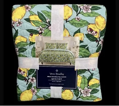 VERA BRADLEY When Life Gives You Lemons Full/Queen 88x90” Quilt & 2 Shams Set • $60