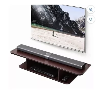 Wall Mounted Media Console Floating TV Stand Component Shelf Brown DS210502WW • £38.92