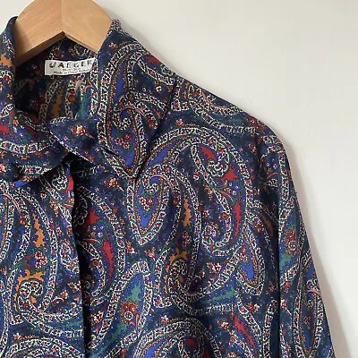 JAEGER Multicoloured Paisley Long  Sleeve Shirt Size 36In Womens Blouse 100%Wool • £22
