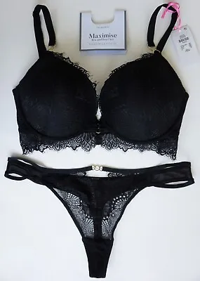 SALE! Primark Maximise+2 Cup Sizes Stunning Black Lace Top Sexy Longline Bra Set • £16.99