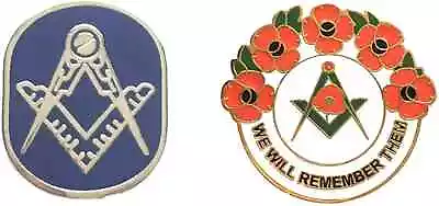 £7.99 • Buy Masonic Crested Enamel Small  Badge + Masonic We Will Remember Enamel Badge