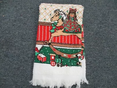 CHRISTMAS Joy  KITCHEN DISH TOWEL ROCKING HORSE VINTAGE BY FRANCO MFG • $2.99