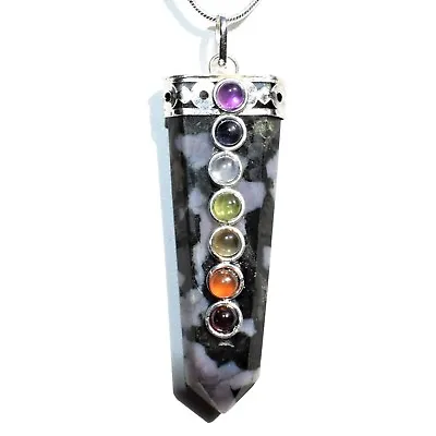 CHARGED 7 Chakra Mystic Indigo Gabbro Pendant + 20  Stainless Chain + Charger • $18.99