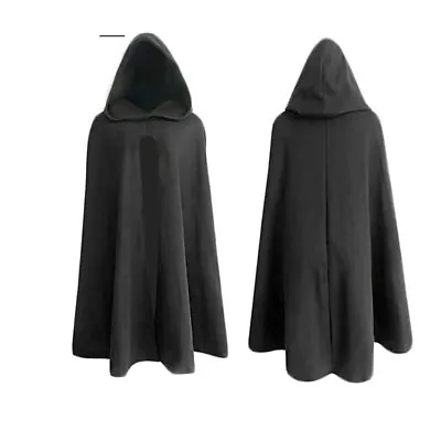 Mens Cape Cosplay Robe Costume Medieval Cloak Halloween Solid Color Cardigan • $36.21