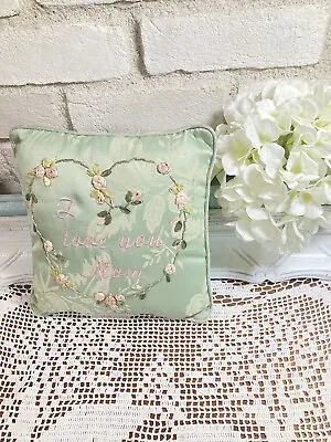 Vintage Cross-Stich Handmade Embroidered Throw Pillow I Love You Mom. • $12.50