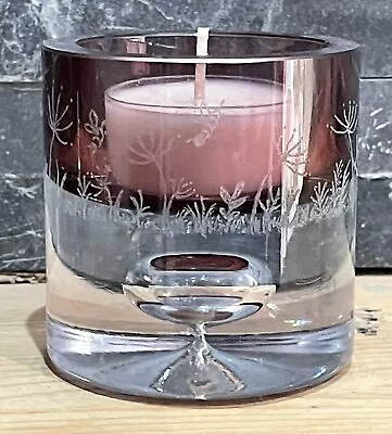 Hand Etched Summer Autumn Meadow Bee Design Glass Candle Holder Anglesey Art • £14.99