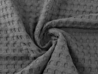 Minerva Big Cotton Waffle Fabric Dark Grey - Per Metre • £12.58