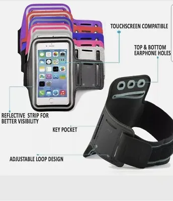 For Apple Iphone6/s/6 &7/8GymRunning Jogging Sports ArmbandCaseHolderStrap10Col. • £2.88