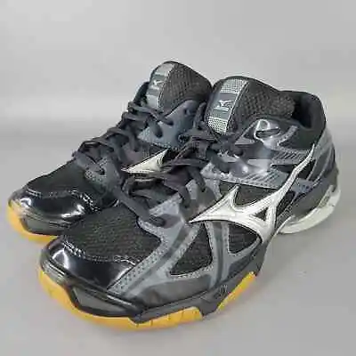Mizuno Womens Wave Bolt 4 Volleyball Shoes Low Top Lace Up Black Silver Size 8.5 • $19