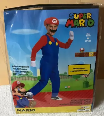 NEW SUPER MARIO Deluxe Child Costume Size Medium W/ Padded Jumpsuit Hat Gloves • $14.99