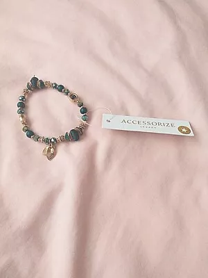 Brand New With Tags Accessorize Green & Gold Style Bracelet • £5