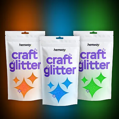 Hemway Glow In The Dark Craft Glitter UV Neon Arts Crafts Tumblers 1/128  100g • £8.95