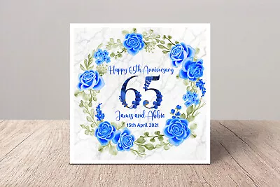 £2.99 • Buy Personalised 65th Blue Sapphire Wedding Anniversary Card Husband Wife Friend Son