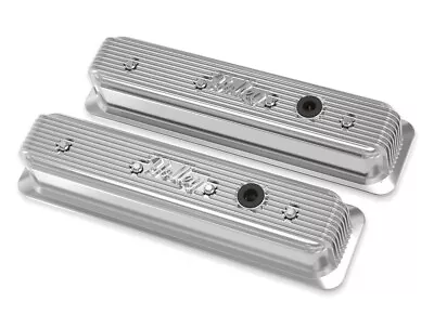 Holley 3.4  Polished Aluminum Vintage Finned Valve Cover W/ Holley Script Logo • $269.95