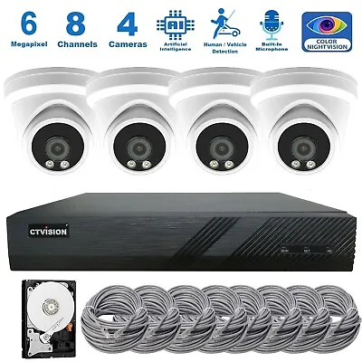 CTVISION 4K NVR 6MP Audio PoE IP Security CCTV Color Night Vision Camera System • $499.95