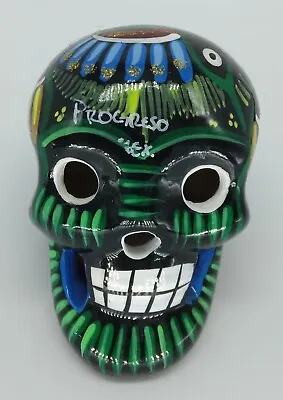 Vtg Souvenir Progreso Mexico Ceramic Hand Painted Colorful Day Of The Dead Skull • $17.70