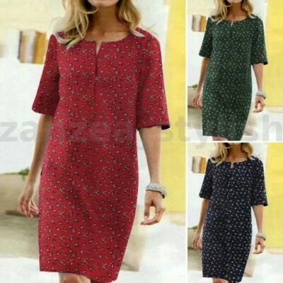 $23.87 • Buy ZANZEA Womens Short Sleeve V Neck Floral Casual Party Hippie Maxi Sundress Plus