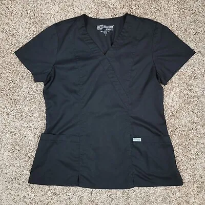 $14.14 • Buy Grey's Anatomy Scrubs Women's  Size Large Pocket Mock Wrap Scrub Top Barco