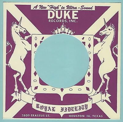 DUKE RECORDS (purple & White) REPRODUCTION RECORD COMPANY SLEEVES - (pack Of 10) • $6.15