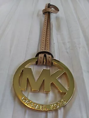 Michael Kors MK Medallion Gold Metal Fob Hang Tag Leather Strap • $20