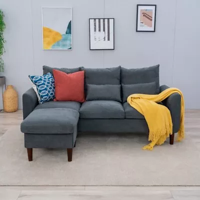 Sectional Sofa Set L-Shaped Couch Living Room Convertible Sofa W/ Side Pockets • $249.99