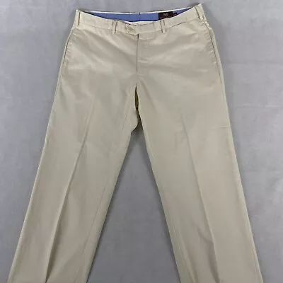 Hickey Freeman Pima Cotton Chino Pants Mens 36x32 Ivory Cream White Casual Dress • $17.95