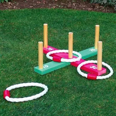 New Garden Quoits Game Family Hoopla Summer Pegs Rope Indoor Outdoor Kids Fun • £8.97