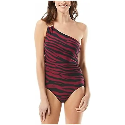 $102 Michael Kors Animal Print Stretch Convertible One Shoulder One Piece Size 4 • $21.83