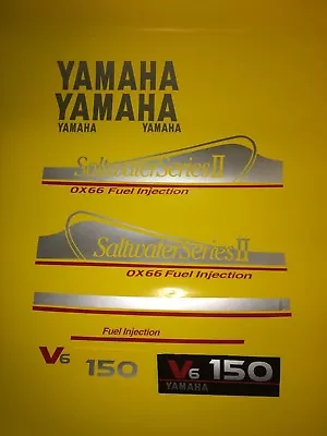 Yamaha 150 Hp OX66 Saltwater Series II Outboard Decals FREE SHIPPING  SILVER SET • $68.99