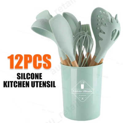 $23.30 • Buy 12pcs Non-Stick Silicone Kitchen Utensil Set Spatula Spoon Cooking Tool Cookware