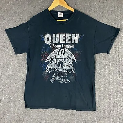 Queen Shirt Mens Large Black Adam Lambert Concert Tour 2015 Tee Music Band Adult • $7.95