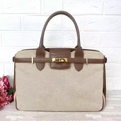 Morabito #1 Diva Canvas Leather Handbag Tote Bag • $183.23
