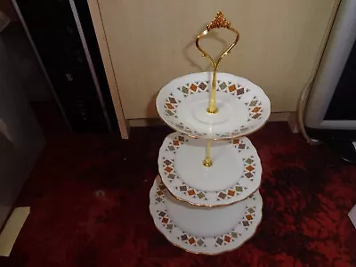 * COLCLOUGH Orange Green Amber  CRISPIN  3 TIER CAKE STAND 8198 - FREE UK POST • £18.99