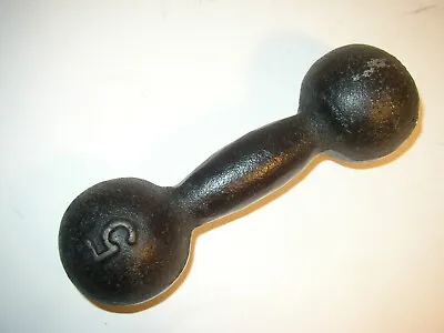 Vintage Round Globe 5 LB Pound Cast Iron Dumbbell • $28.48